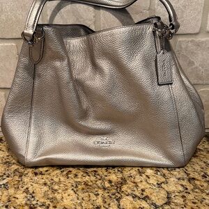 Coach Metallic Silver Shoulder Bag